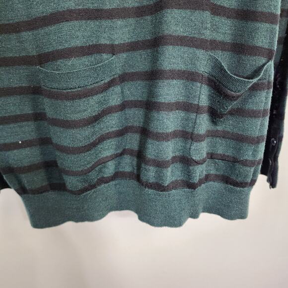 Ann Taylor LOFT Tunic Sweater Large Striped Wool Blend Boat Neck Patch Pocket - Picture 7 of 10